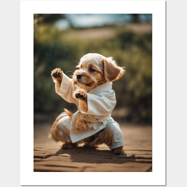 Cute Puppy Kung Fu Kata Stance Wall Art by Ratherkool